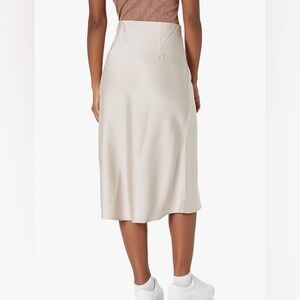 The Drop - White/Silver Cloud Midi Silk Slip Skirt